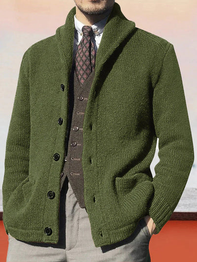 Solid Color Long Sleeve Knit Cardigan Jacket coofandystore Army Green M 