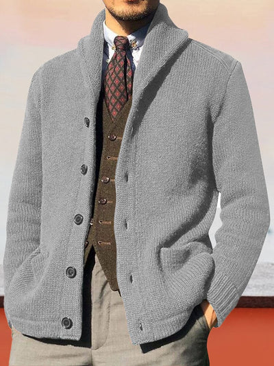 Solid Color Long Sleeve Knit Cardigan Jacket coofandystore Grey M 