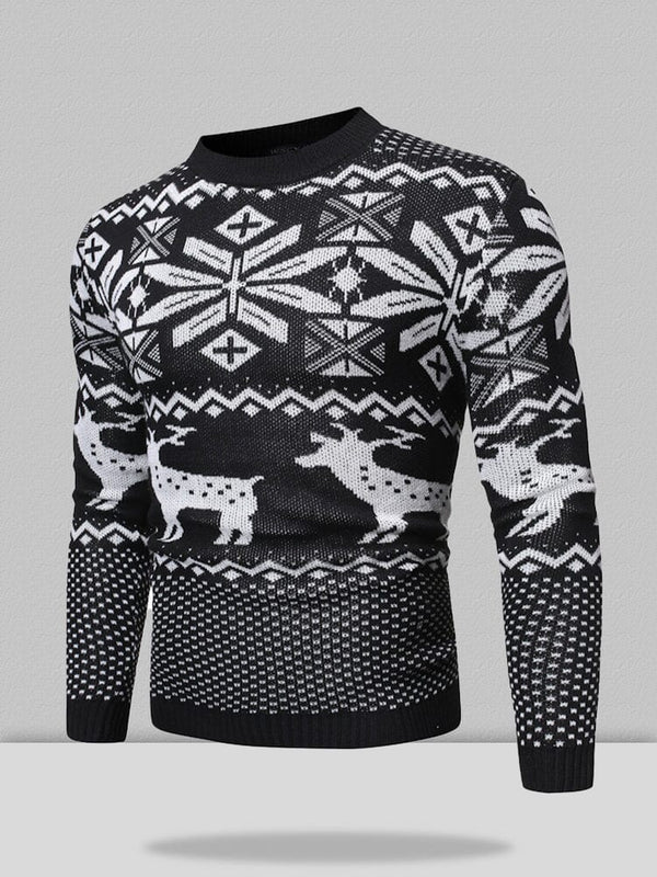 Christmas Snowflake Pullover Knit Sweater Bottoming Sweater Sweaters coofandystore Black S 
