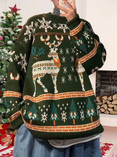 Loose slouchy Christmas knitwear Sweaters coofandystore Green M 