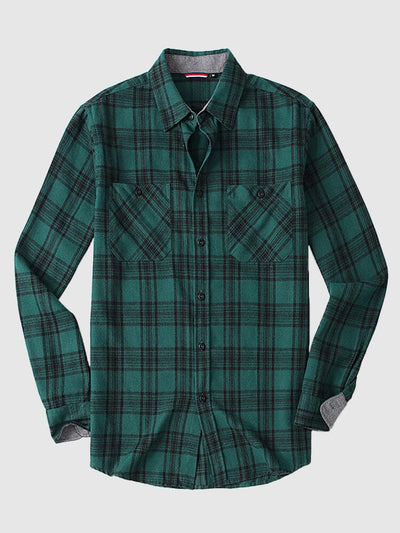 Plaid Facecloth Brushed Warm Flannelette Shirt Shirts & Polos coofandystore Dark Green S 