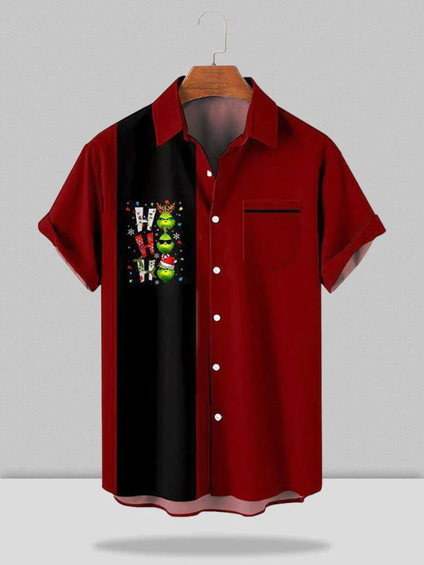 Christmas Printed Loose Short-sleeved Shirt Shirts & Polos coofandystore Red-3H S 