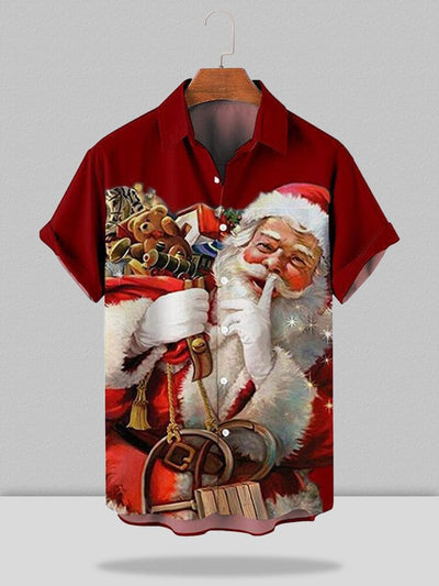 Christmas Santa short sleeve shirt with packet Shirts & Polos coofandystore Red S 