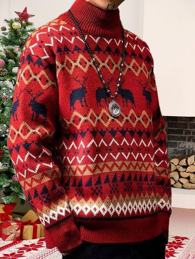 Christmas Turtleneck Sweater Sweaters coofandystore Red M 