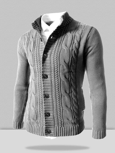 stand collar knitted cardigan sweater Sweaters coofandystore Grey M 