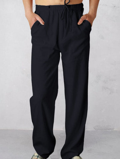 loose lightweight linen style pants Pants coofandystore Black S 