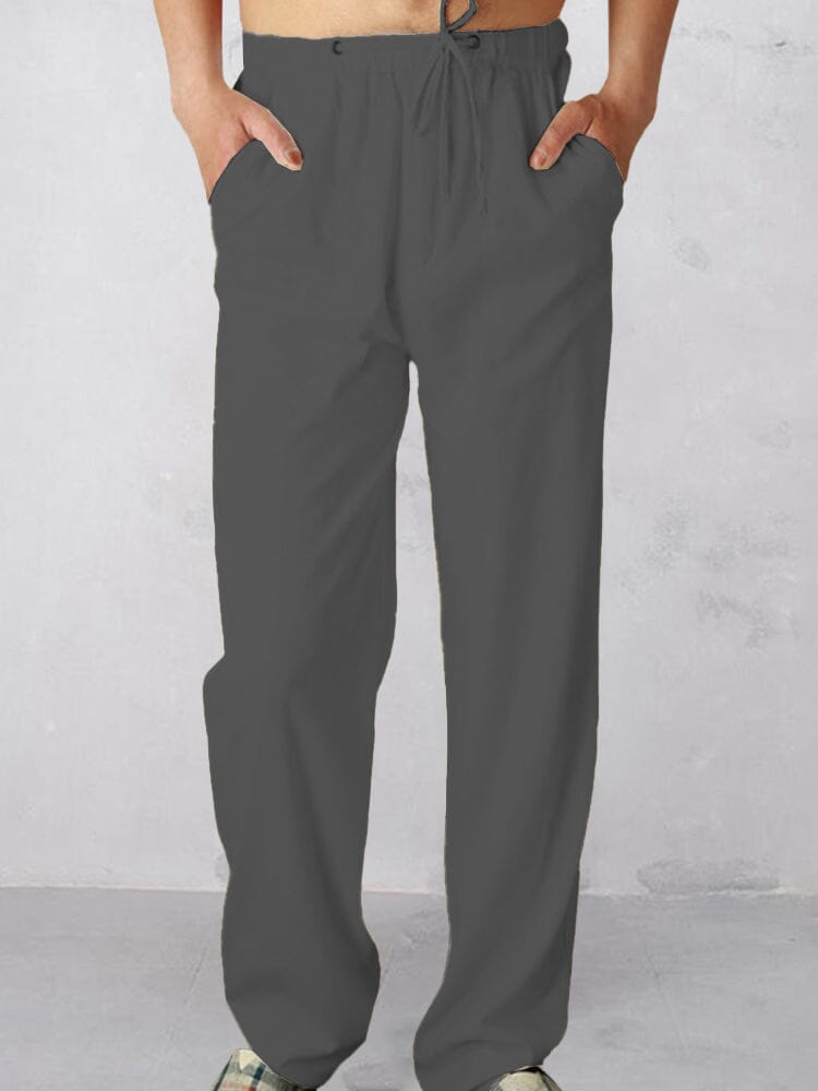 loose lightweight linen style pants Pants coofandystore Dark Grey S 