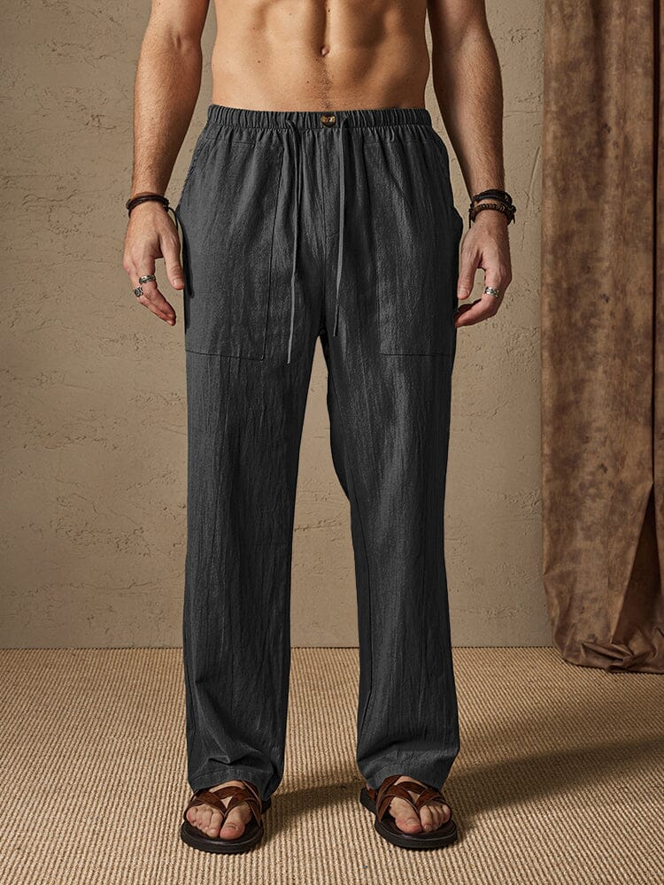 Casual Cotton Linen Style Pants Pants coofandystore Dark Grey S 