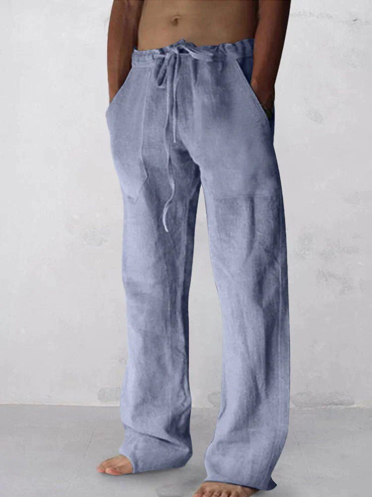 wide-legged linen style comfortable pants Pants coofandystore Blue S 
