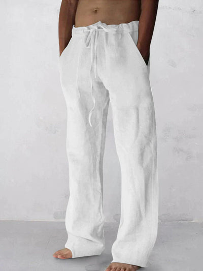 wide-legged linen style comfortable pants Pants coofandystore White S 