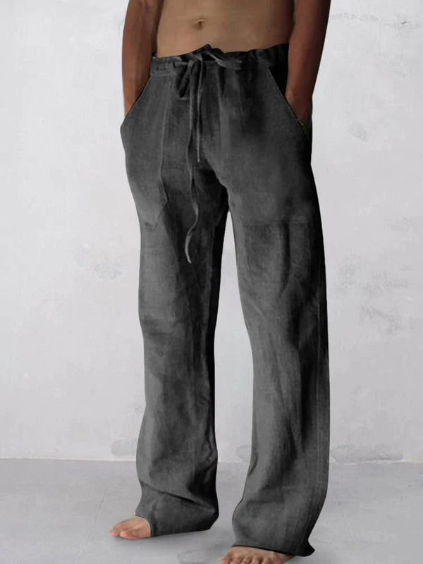 wide-legged linen style comfortable pants Pants coofandystore Dark Grey S 