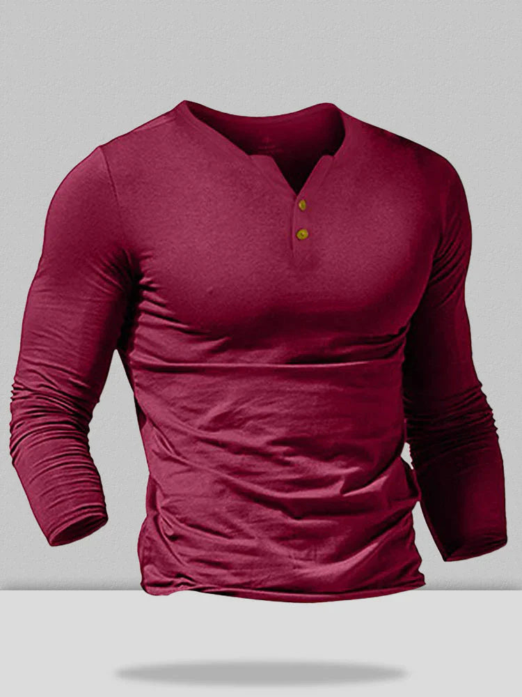 Fit V-Neck Button Top Shirts & Polos coofandystore Wine Red S 