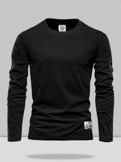 Long Sleeve Solid Cotton Top Shirts & Polos coofandystore Black M 