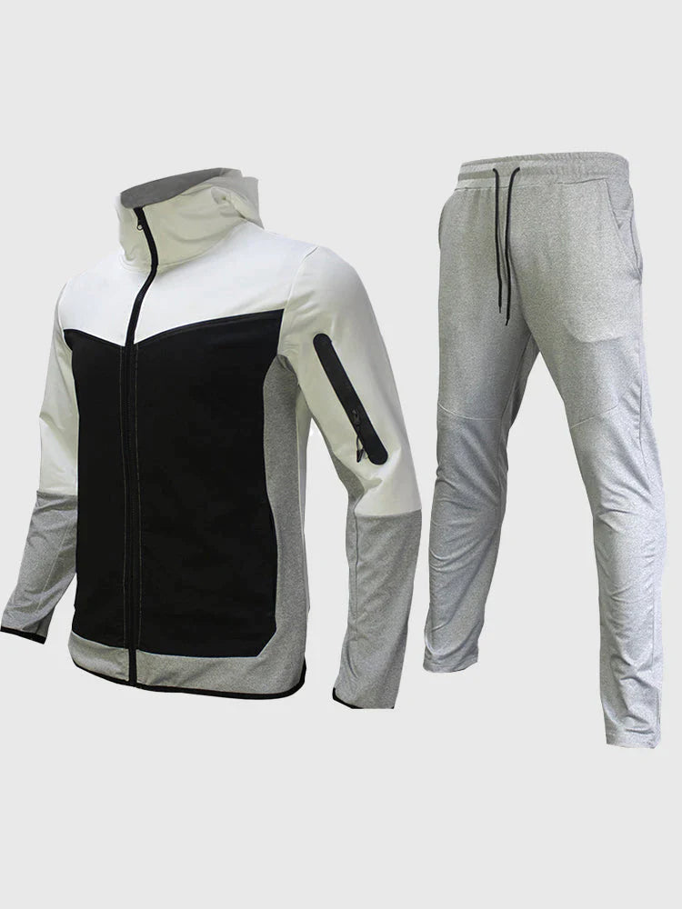 Casual Zipper Tracksuits Set Tracksuits coofandystore White/Black M 