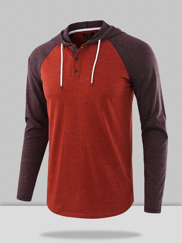 Casual Two-Tone Hooded Sweatshirt Fashion Hoodies & Sweatshirts coofandystore Brown/Red S 
