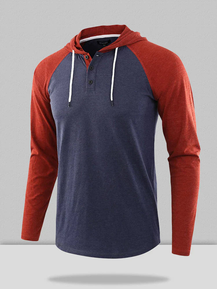 Casual Two-Tone Hooded Sweatshirt Fashion Hoodies & Sweatshirts coofandystore Red/Blue S 