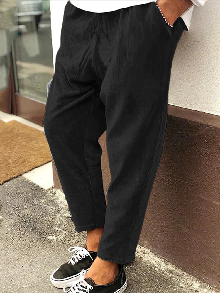 Solid Corduroy Carrot Pants Pants coofandystore Black S 