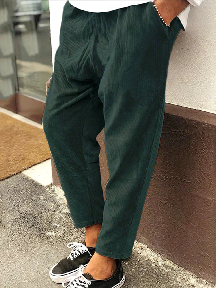 Solid Corduroy Carrot Pants Pants coofandystore Green S 