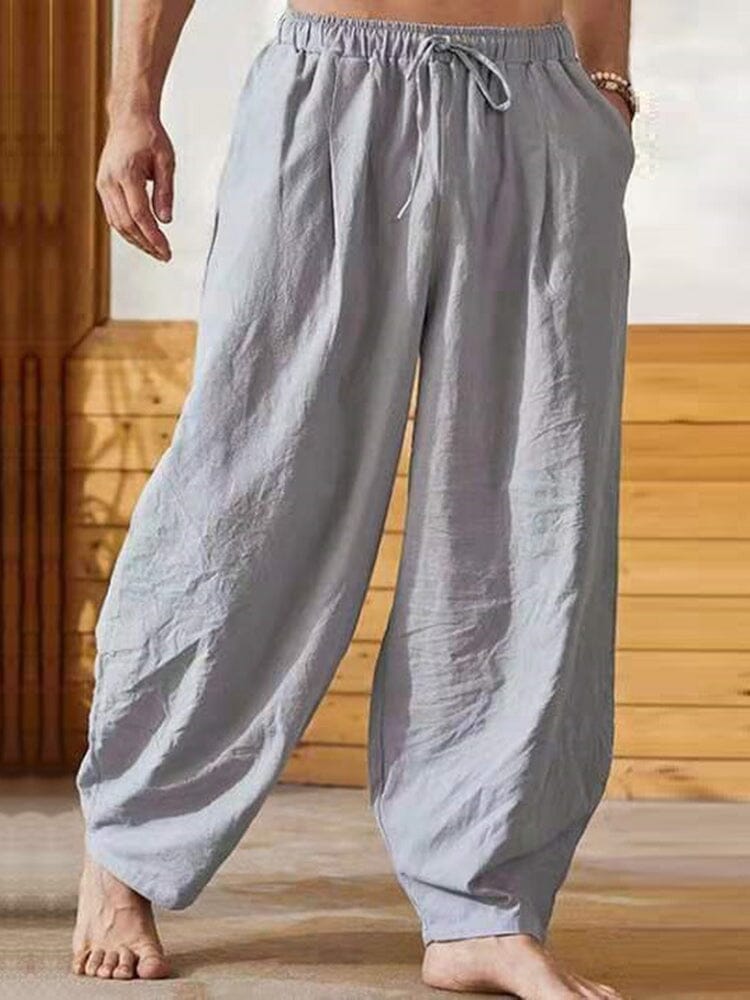 cotton linen style harem pant Pants coofandystore Light Grey M 