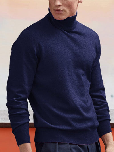 wool turtleneck bottoming sweater Sweaters coofandystore Navy Blue S 