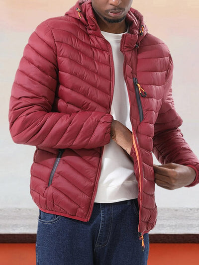 Light cotton jacket with removable hood Coat coofandystore Wine Red M 