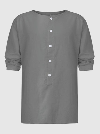 V-neck Cotton Linen Style Loose Fitting Long-sleeved Shirt Shirts & Polos coofandystore 