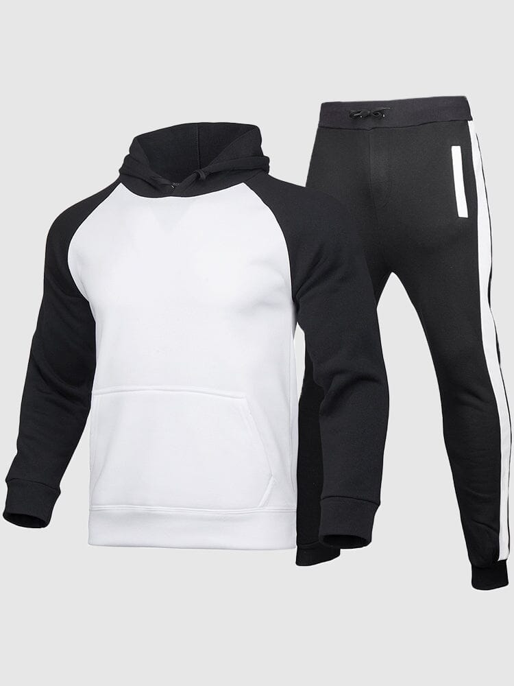 Hoodie and Pants Two-Piece Set Sports Set coofandystore White/Black S 