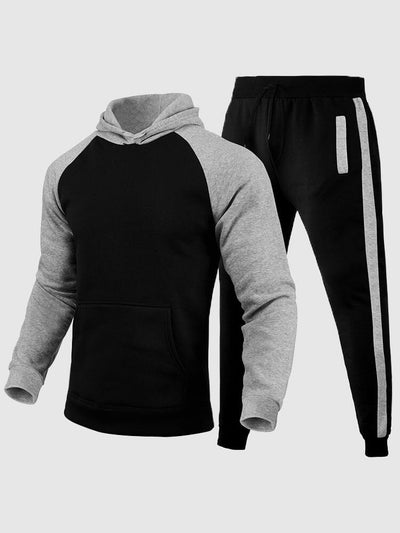 Hoodie and Pants Two-Piece Set Sports Set coofandystore Black/Light Grey S 