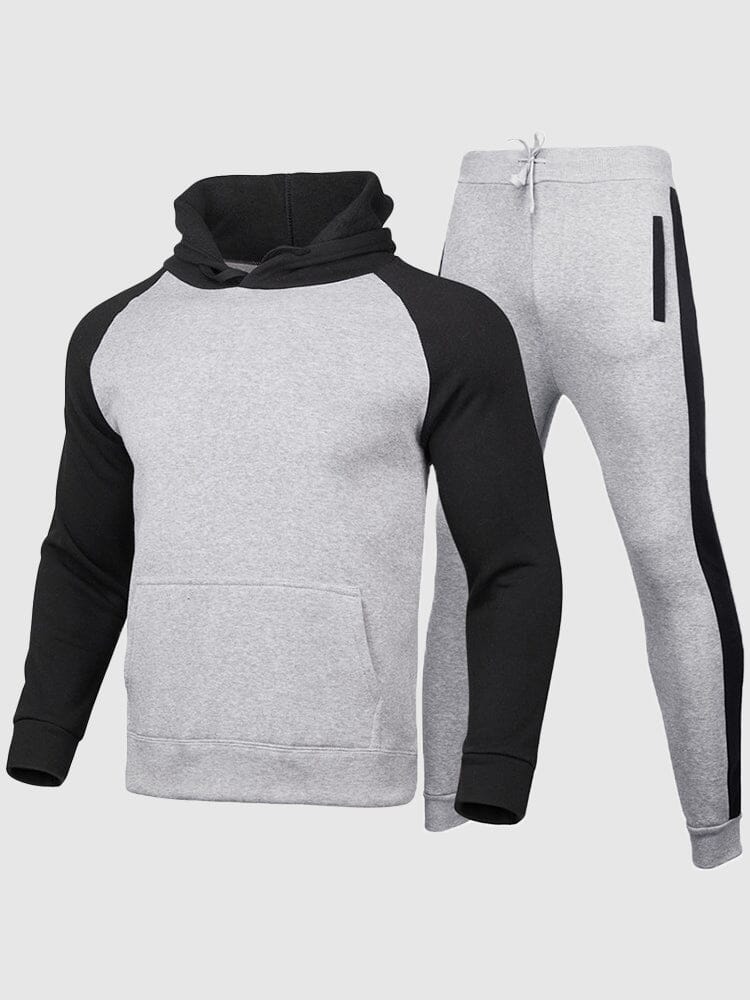 Hoodie and Pants Two-Piece Set Sports Set coofandystore Light Grey/Black S 