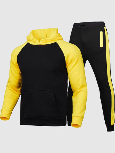Hoodie and Pants Two-Piece Set Sports Set coofandystore Black/Yellow S 