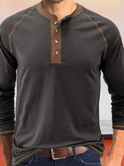 Button Down Long Sleeve Henley Shirt Shirts coofandystore Dark Grey S 
