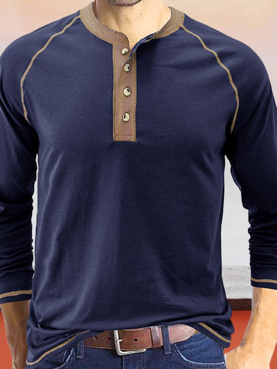 Button Down Long Sleeve Henley Shirt Shirts coofandystore Sky Blue S 