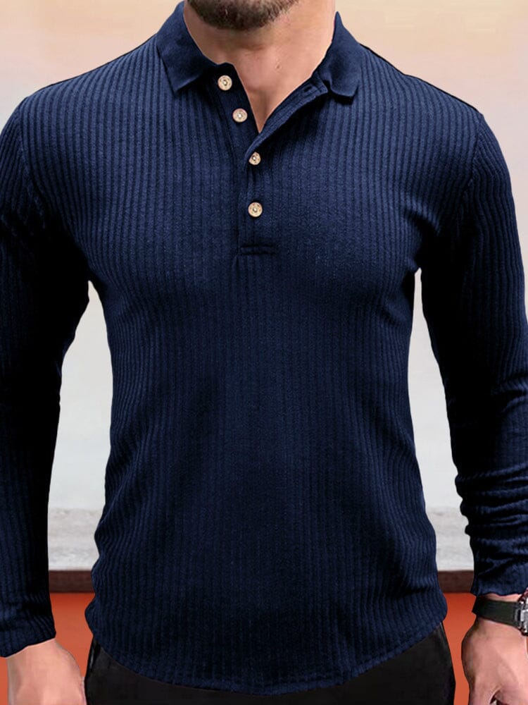 Slim Fit Button Sweater Sweaters coofandystore Deep Blue S 