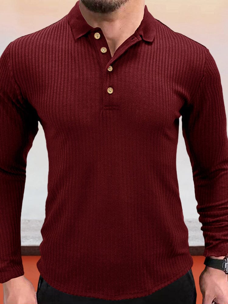 Slim Fit Button Sweater Sweaters coofandystore Wine Red S 