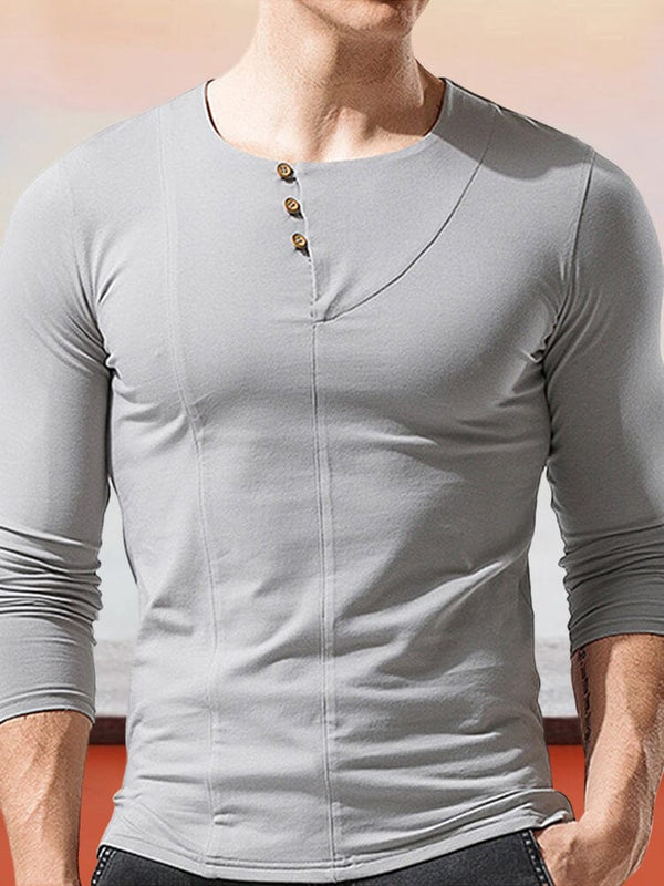 Breathable Slanted Collar T-Shirt T-shirt coofandystore Grey S 