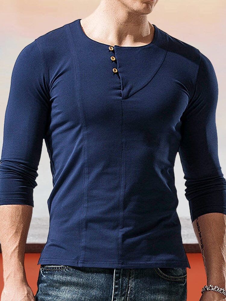 Breathable Slanted Collar T-Shirt T-shirt coofandystore Royal Blue S 