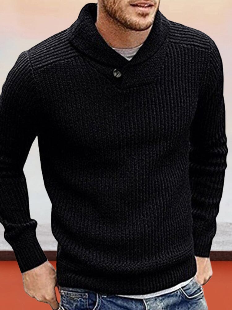 Solid Color Pullover Knitted Sweater Sweaters coofandystore Black S 
