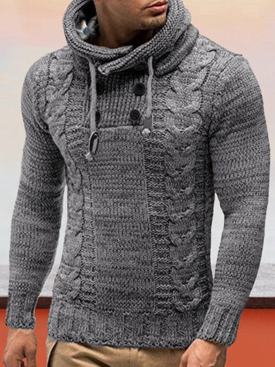 Slim High-collar hooded Pullover Knitted Sweater Sweaters coofandystore Dark Grey S 