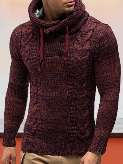 Slim High-collar hooded Pullover Knitted Sweater Sweaters coofandystore Wine Red S 