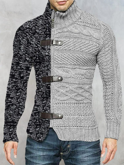 Two-Tone Zipper Sweater Sweaters coofandystore Grey M 