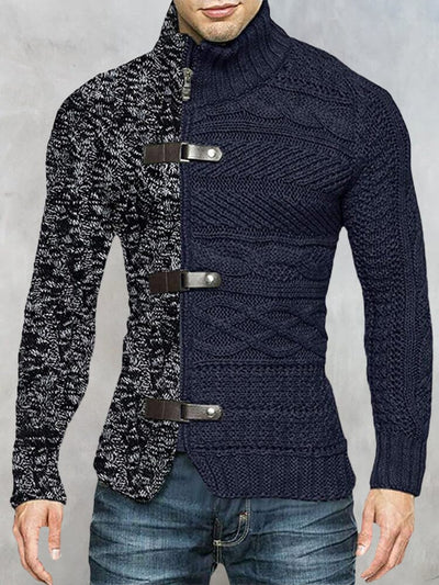 Two-Tone Zipper Sweater Sweaters coofandystore Navy Blue M 