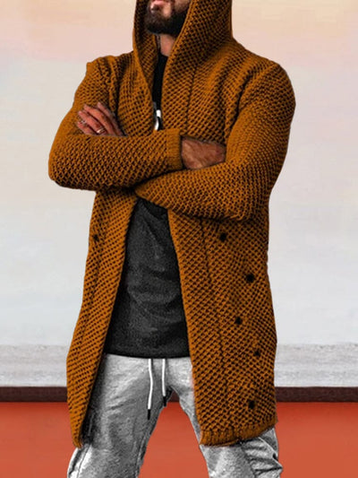 Coofandy Solid Hooded Sweater Coat Sweaters coofandystore Brown S 