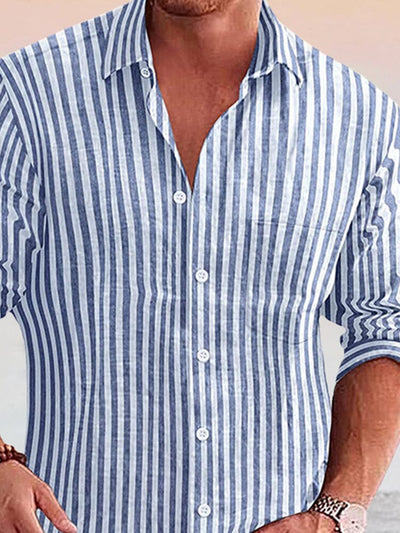 Linen Cotton Stripe Shirt Shirts & Polos coofandystore 