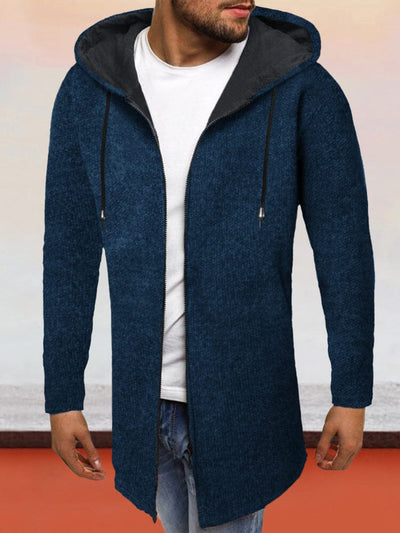 Flannelette Windproof Warm Knitted Coat Coat coofandystore Navy Blue M 