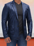 Soft Leather Blazer Blazer coofandystore Deep Blue M 
