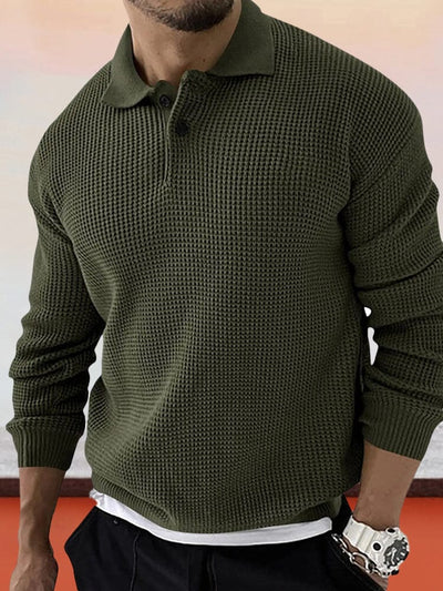 Solid Casual Button Sweater Sweaters coofandystore Army Green M 
