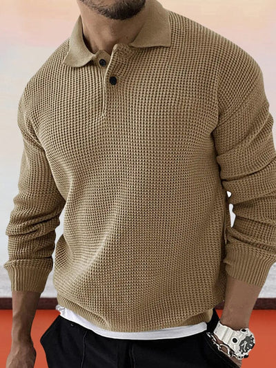 Solid Casual Button Sweater Sweaters coofandystore Khaki M 