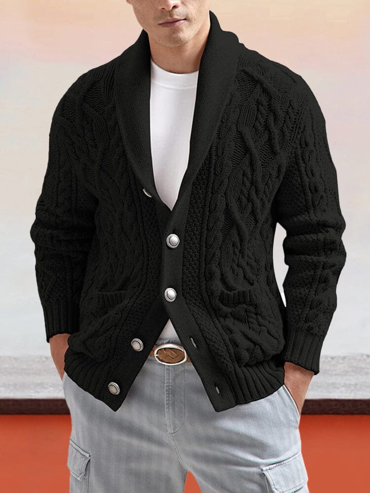 Slim Knitted Long-sleeved Cardigan Sweater Sweaters coofandystore Black M 