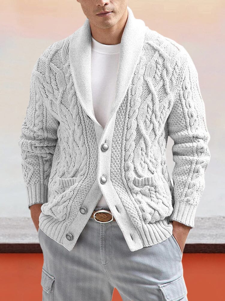 Slim Knitted Long-sleeved Cardigan Sweater Sweaters coofandystore White M 