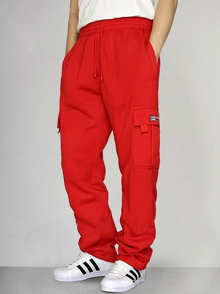 Casual Multi Pockets Cargo Trouser Pants coofandystore Red S 